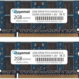 DUOMEIQI Blue New 4GB Kit(2 X 2GB) DDR2 2RX8 PC2-6400S 800MHz 200pin 1.8v SODIMM Notebook RAM Laptop Memory-6