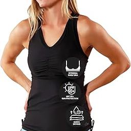 UPF 50+ Women's Ruched Tank Top - Black - L-image-46