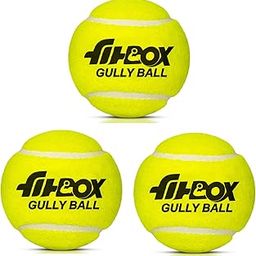 FitBox Sports Gully Ball (Pack of 3) Tennis & Cricket Ball, Yellow, 80mm, 3 Pieces, Blend-image-35