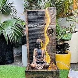 Classy Home Creation Buddha Big Cascade Water Fountain,Garden AntiqueColor Large for Home,Office Items for Living Room |Best Gift for Any Occasion. Vastu Indoor Outdoor Decor with Led Lights-image-45