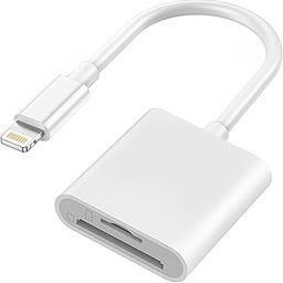First Pro 2 in 1 Sd Card Reader for iPhone iPad Camera,Dual Card Slot Memory Card Reader SD and TF Card Trail Camera Viewer Apple Sd Card Adapter Portable Micro Sd Card Reader plug and play USB-0