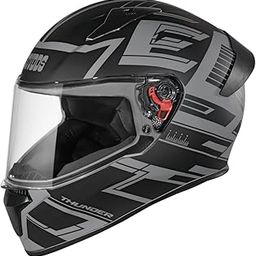 Studds Thunder Full Face Helmet D3 with Clear Visor (Matt Grey N9, L)-0