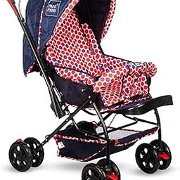 Mee Mee Baby Stroller/Pram for 0 to 3 Years | Adjustable Footrest | 360° Swivel Wheel | Reversible Handle | All Weather Canopy | Spacious Basket, 3 Recline Position Stroller (Red)-5