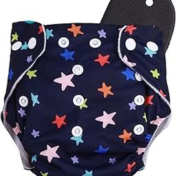 Novo Baby Leakage Proof Reusable Cloth Diaper With 5 Layer High absorbent Pad | Reusable Nappies| Freesize for Kids 0-3 Yrs | washable diapers (Star)-32