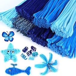 Just Flowers Pipe cleaner for craft flower, Pipe Cleaner for Flower Making Craft Business, DIY School Projects, Chennile Stems for Creative DIY Hobby & Decor (4 Blue Shades, 400 Pcs Pipe Cleaners)-image-10