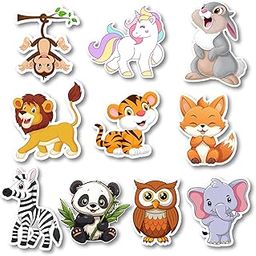 Regalocasila Fridge Magnet Baby Animal Decorative Magnet for Almirah Set of 10 Magnet for Refrigerator MDF Wooden Home- Kitchen Decor Item-27