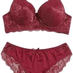 Women's & Girls Lingerie Set | Adjustable Straps | Pure Color Push Up Underwear | | Perfect for Special Occasion & Comfy Sleepwear | Breathable Fabric Red-picture-40