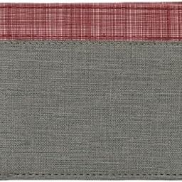 Men's Slim Bifold Wallet, Canvas Artificial Leather Red and Grey Color Wallet with Coin Pocket-4