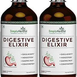Simply Herbal Ayurvedic Digestive Elixir Syrup Tonic Enriched With 37 Digestion Enzymes Supplement for Gas & Acidity, Constipation, Bloating, and Improve Immune System - Pack of 2 (200ml each)-image-86