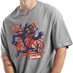 Half Sleeve Oversized Tshirt for Men, Round Neck Cottonblend Drop Shoulder Solid T-Shirt (Grey Color)-image-107