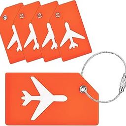 Pack of 5 Luggage Tags, Silicon Luggage Tags with Steel Loop Travel Bag Tags for Easily Identification of Bags (Orange)-19