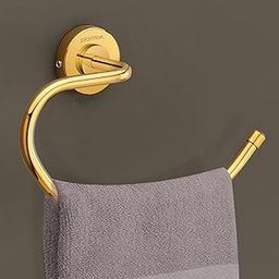 Plantex 304 Grade Stainless Steel Round Napkin Holder for washbasin/Towel Hanger/Towel Ring for Bathroom/Bathroom Accessories, Daizy(Golden)-image-85