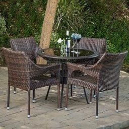 VIRASAT Donini Outdoor Patio Dining Set 4 Chairs and 1 Table (Brown)-image-62