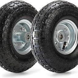 yarlung 2 Pack 10 Inch Pneumatic Air Filled Tires on Wheels for Hand Truck, 4.10/3.50-4" Heavy-Duty Replacement Wheels Tires for All Purpose Utility Cart, Garden Cart, 2.25" Offset Hub, 5/8" Bearings-picture-19