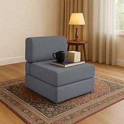 PumPum 24-Inch Width EPE Foam Single Seater Sofa Cum Bed Couch– Compact & Lightweight Foldable Floor Sofa,Grey-image-74