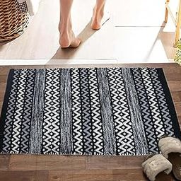 Door Mat, Anti-Skid Cotton Blend Kitchen Rugs, 60 x 40 cm, Multi Color Mix N Match Design, Best Kitchen Accessories Items for Home & Bathroom, Perfect Door mats for Home | Ethnic | (Black)-image-25