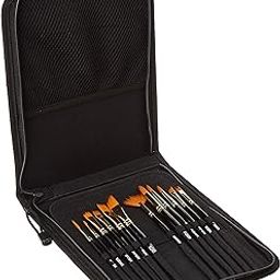 Amazon Brand - Solimo Paint Brushes for Acrylic and Water Colours, with Carry Case, 12 Piece Set-image-19