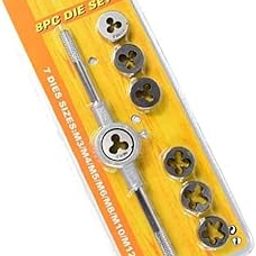 A AND S TOOLS® 8PC Tap Die Set M3-M12 Tapping Wrench Die on Stock-image-37