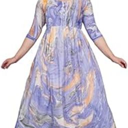 Women's Abstract Printed Maternity Feeding Gown Dress with Zipper-image-2