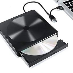 CD/DVD Drive, External DVD Recorder, DVD-R Player, CD Recorder, USB 3.0 & Type-C Compatible, Built-in Cable, Supports Windows, Linux, Mac OS, Read & Write, Error Calibration-9