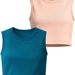 Women's Ribbed Cotton Crop Top Combo (Pack of 2) | Sleeveless Stretchable Fitted Tank Tops for Girls & Women | Soft & Comfortable Casual Wear-image-95