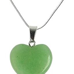 Natural Green Jade Heart Shape Crystal Stone Pendant With Chain For Unisex Adult Size 15-20 Mm-image-94