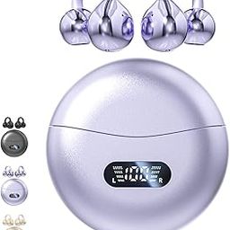 CuiSuto Clip on Earbuds Open Ear Wireless Bluetooth 5.4 Headphones with Mic,60H Play,Noise Cancelling,Waterproof,Sports Ear Buds,Comfortable for Small Ears & Glasses Wearers,Workouts (Purple)-image-2