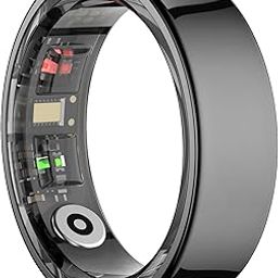 SM SEVENMORE Curved Design Smart Ring Fitness Tracker, Gesture Remote Control Activity Sport Record Sleep Quality Heart Rate SpO2 Skin Temperature Monitoring (Black, #8)-image-13