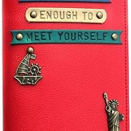 Travel Far Enough to Meet Yourself Finish PU Leather Quoted Passport Covers for Your Men's, Women's & Loved Once (Red)-image-36