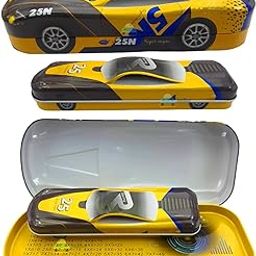 FunBlast Metal Car Pencil Box for Kids – Double Layer Metal Pencil Case for Kids Boys/Pencil Case for Students School Supplies - Stationery Set Organizer Birthday Return Gift for Kids (Yellow)-image-19