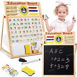 Zest 4 Toyz Multipurpose Double-Sided Magnetic Wooden Writing Board Mathematical Calculations & English Alphabets Children Board with 51pcs Wooden Magnets Letters(White and Black)-Size: 44 x 36 cm-28