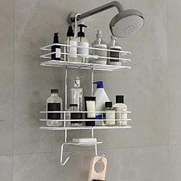 Plantex No Drill Bathroom Organiser/Shower Caddy for Bathroom Hanging/5in1 Stainless Steel Shelf with Soap Holder and Hooks (Big Size-Square Shape-Chrome Finish)-picture-18