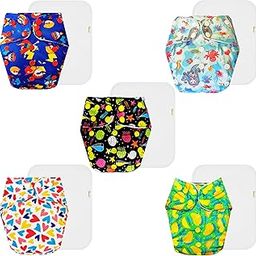 Dumbledo Premium Cloth Diaper with Cotton Insert (Pack of 5) | Dry Feel and Comfortable | Leakproof | Travel Friendly | Perfect for Indian Summers | 3 Months – 3 Years | Unisex Baby-image-99
