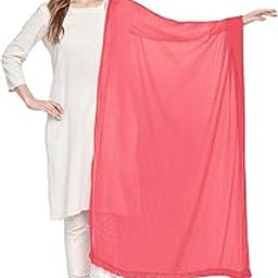 Woman's Coral Chiffon Dupatta-picture-27