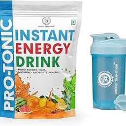 MUSCLE TRANSFORM Isotonic Instant Energy Drink Formula, Extended Workout Electrolyte Energy Drink with Anabolic Stack 2:1:1 BCAA, Dextrose Monohydrate and L-Glutamine | 833mg Electrolytes [32 Servings, Orange Flavor] Free Gym Shaker-3