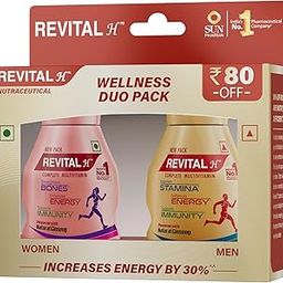 Revital H Wellness Duo Pack | Multivitamins, Calcium, Zinc & Natural Ginseng Capsule for Daily Immunity Strong Bones, and Enhances Energy Level (Men 30s & Women 30s), 156 Grams, 1.4 Grams-16