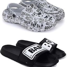 Combo Pack of 2 Slipper/Flip Flops/Slides/Clogs/Sandals for Men (Cl-Guday Vs Badboy, Big Star)-image-83
