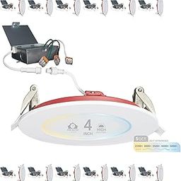 NUWATT - 12 Pack 4 Inch Ultra Thin Recessed Downlight, Fire Rated Selectable 2700K/3000K/3500K/4000K/5000K, 850 Lumens, Dimmable, IC Rated, Canless LED Light Damp Rated, No Tenmat Needed (4")-image-74