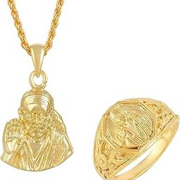 Brass Goldplated SaiBaba Pendant and fingerring Combo Jewellery Women-image-32