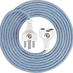 ezobuy 3 Pin Cotton Threaded Wire Extension Wire 3.5 Meters Heavy Duty Long Wire Cord 4 Layer Coating Copper Wire | Durable Multipurpose | Pack of 1 250 W Blue-White-30