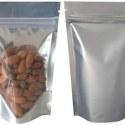 PAQEE One Silde Silver One Side Transparent Standy Pouch (Capacity - 500 Gm to 750 gm) -25 Pcs-image-84