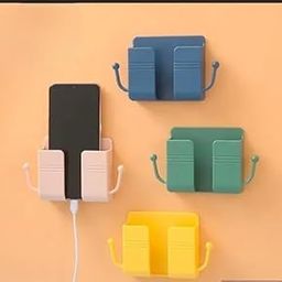 Wall Mount Phone Holder Mobile Charging Stand with 2 Hook | Self-Adhesive | Storage Case Phone Holder for Bedroom Kitchen Shelves Bathroom Table Top & Office Multi Purpose Stand (Multicolour)-image-121