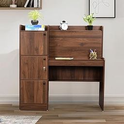 Royaloak Chocolate Study Desk Brown Colour in Melamine Finish | with Writing Pad | Engineered Wood Desk with Storage Cabinet | Wooden | Convertible into Computer Table-image-69