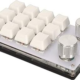 Mini Keypad, Blue Switch One Handed Keypad Wired Connection Acrylic 12 Key DIY Programmable for PC (Black)-27