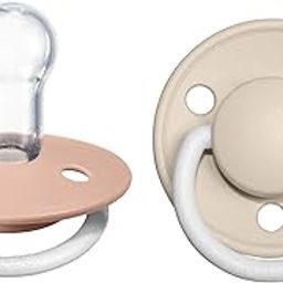 BIBS De Lux Glow in The Dark Baby Pacifier - Silicone, Round & Soft Nipple, Shield Prevents Skin Irritation & Moisture Buildup, 100% Food Grade, BPA Free Soother, 0-3 Years, Pack of 2, Blush/Vanilla-picture-4