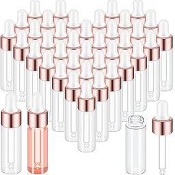 Didaey 100 Pcs Mini Glass Dropper Bottle Bulk Clear Essential Oil Dropper Bottles Small Glass Dropping Sample Containers Perfume Liquid Cosmetic Sample Vials with Cap for Traveling (Rose Gold,5 ml)-30