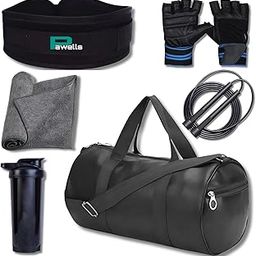 Pawells® Premium Gym Accessories Combo for Man and Woman Gym Kit for Home Workout with Gym Bag, Shaker, Rope, Wrist Band, Towel, Gloves, Deadlift Straps & Belt. Different Combos. (Pack of 6, Black)-image-59