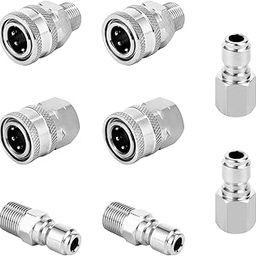POWER TOWN 3/8 Inch Quick Connect Fittings, Pressure Washer Quick Connect Kit, Stainless Steel Adapter Set, Power Washer Coupler 3/8 Inch NPT Female and Male-23