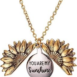 You are My Sunshine' engraved Hidden Message Silver Golden Sunflower Pendant Locket for Women (PS1101854M)-image-30
