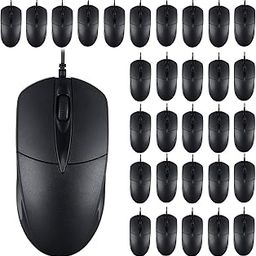 Kathfly 30 Pcs Black Wired USB Computer Mouse Bulk 1000 DPI 3 Button Corded Mouse with Home Office Noiseless Simple USB for Computer Laptop Desktop PC-image-17